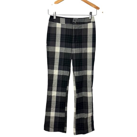NWT Urban Outfitters Tasha High Rise Kick Flare Pants Black Plaid Motif Size XS - Picture 2 of 10